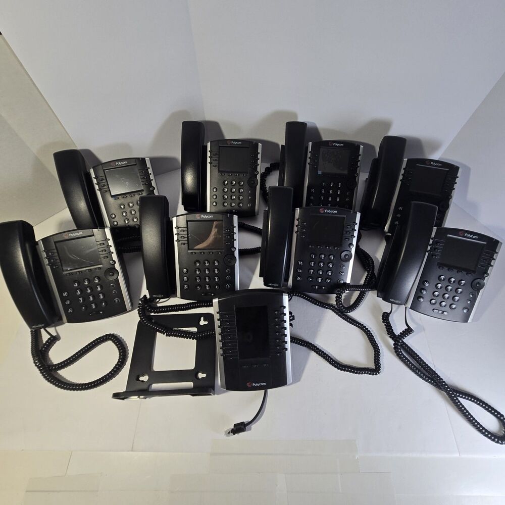 Lot of 8 Polycom VVX 411 + Color Expansion Module As Is Untested